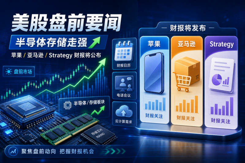 美股盘前要闻:苹果、亚马逊与 Strategy 财报将发布,半导体及存储板块走强-指挥使社区 - 真实线索、热点议题与深度观察