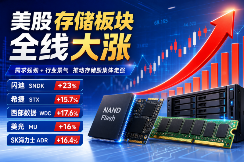 美股存储板块全线大涨,闪迪涨超23%-指挥使社区 - 真实线索、热点议题与深度观察