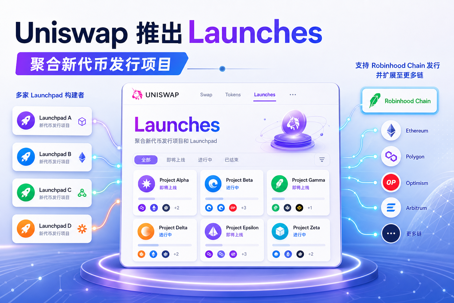 Uniswap 推出新功能 Launches,聚合新代币发行项目