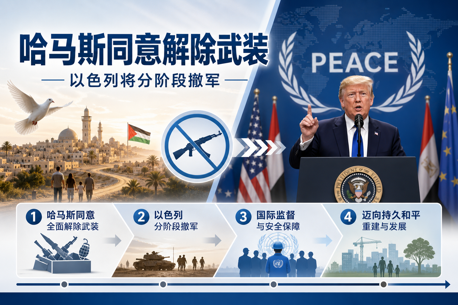 特朗普称哈马斯同意全面解除武装,以色列将撤军