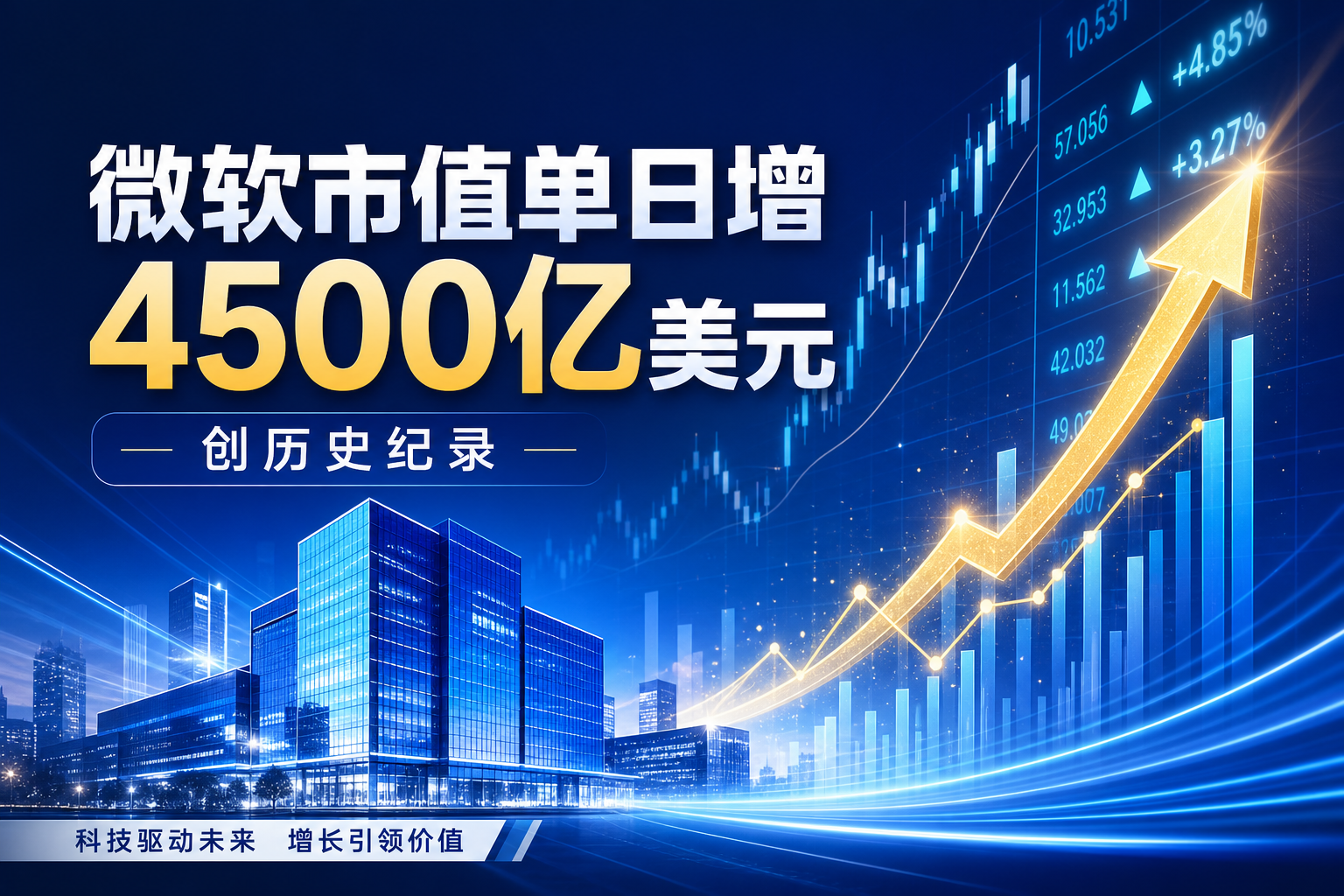 微软单日市值增加4500亿美元,创历史纪录