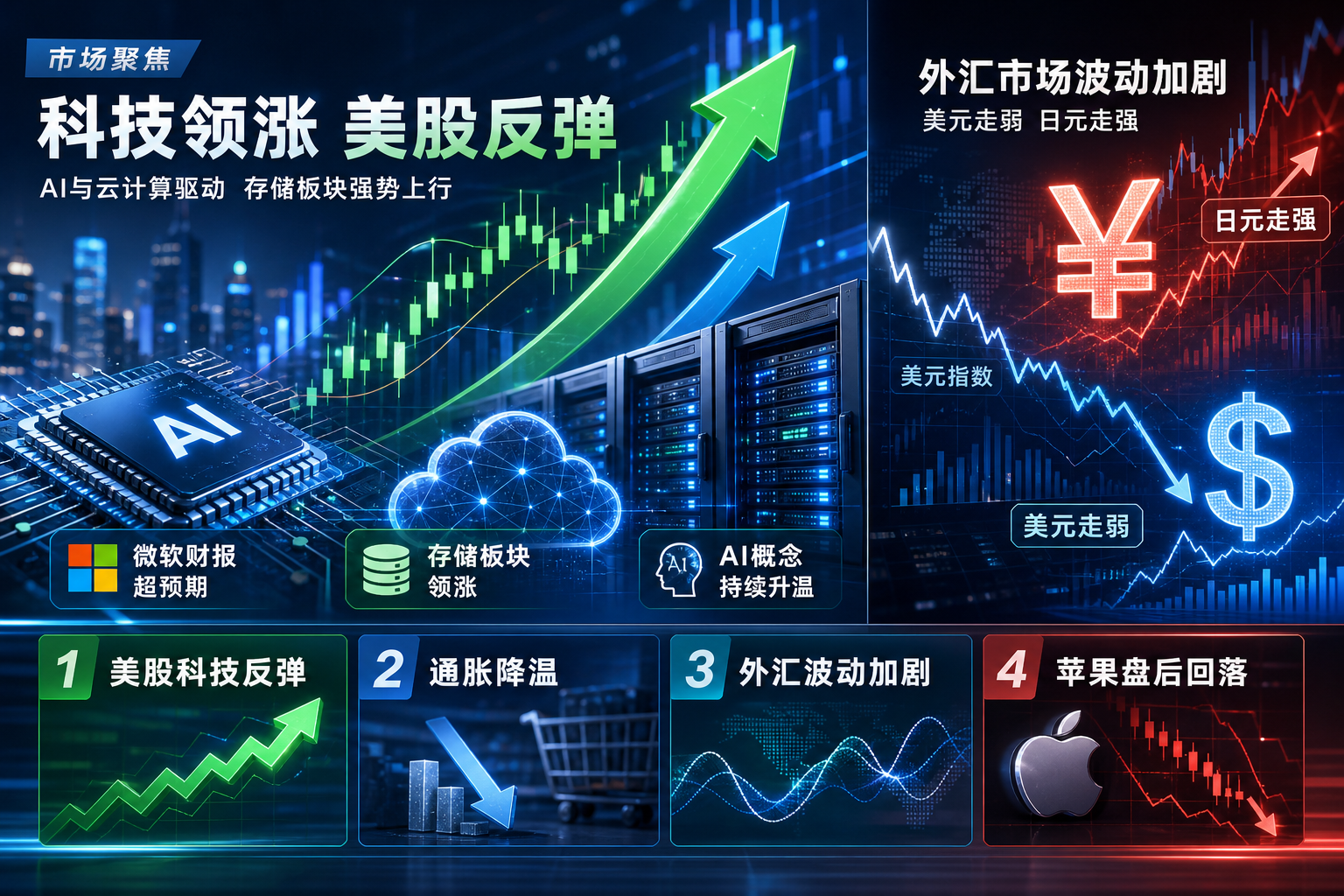 美国通胀降温、微软财报超预期,美股科技板块大幅反弹