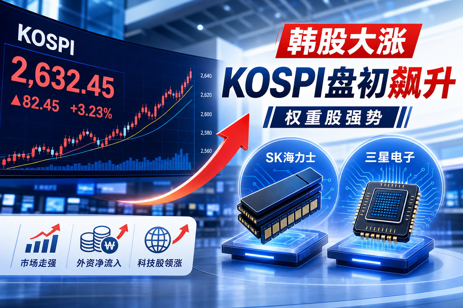 韩股涨幅扩大，SK海力士、三星电子均涨超20%