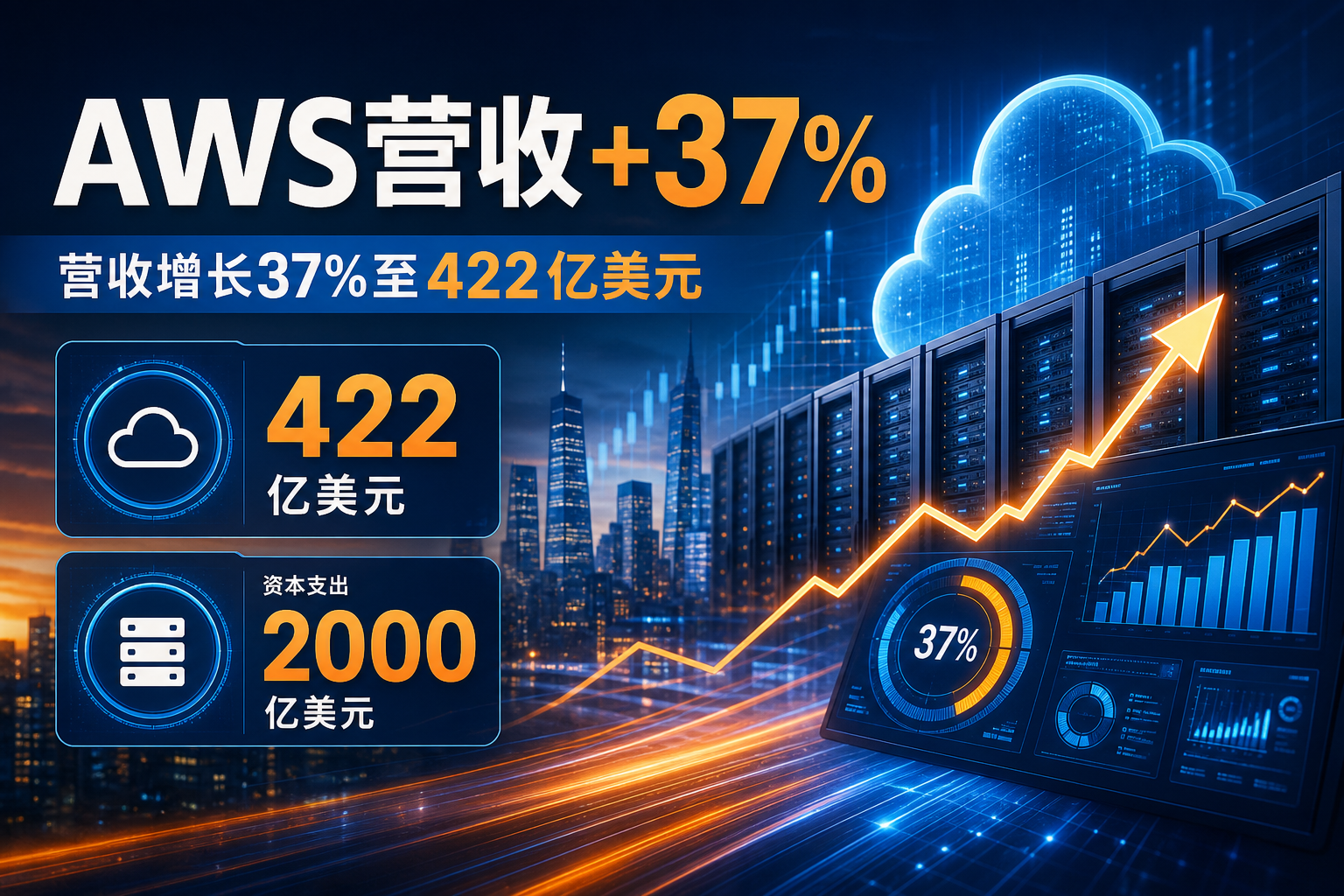 亚马逊 AWS 营收增长 37% 至 422 亿美元