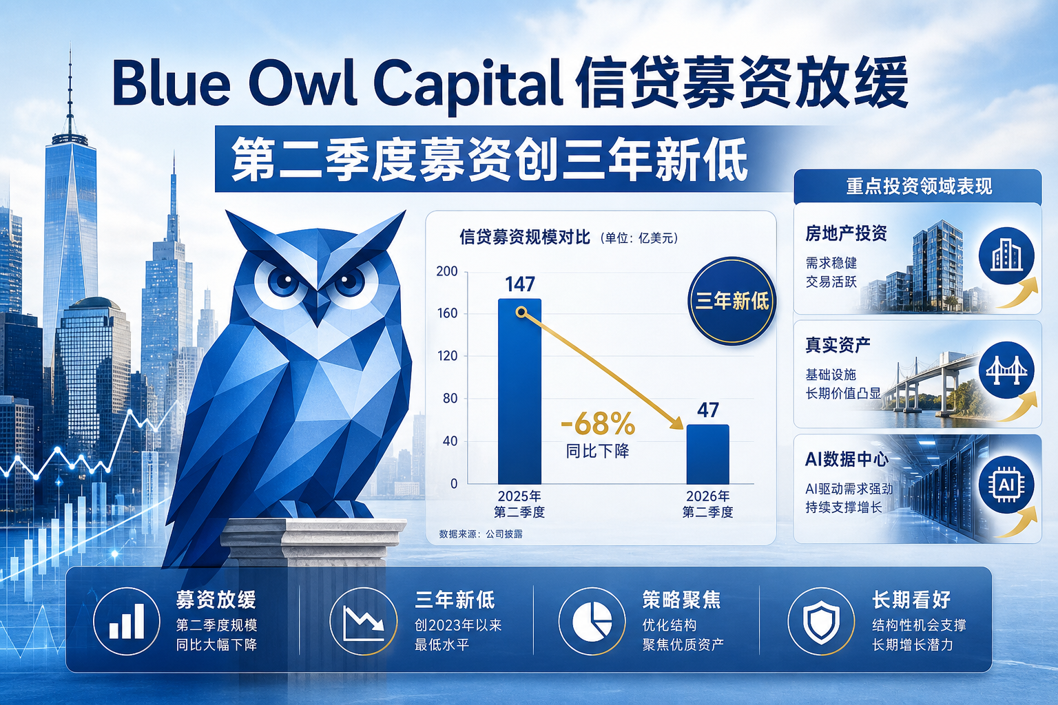 Blue Owl Capital信贷业务放缓,第二季度募资创三年新低