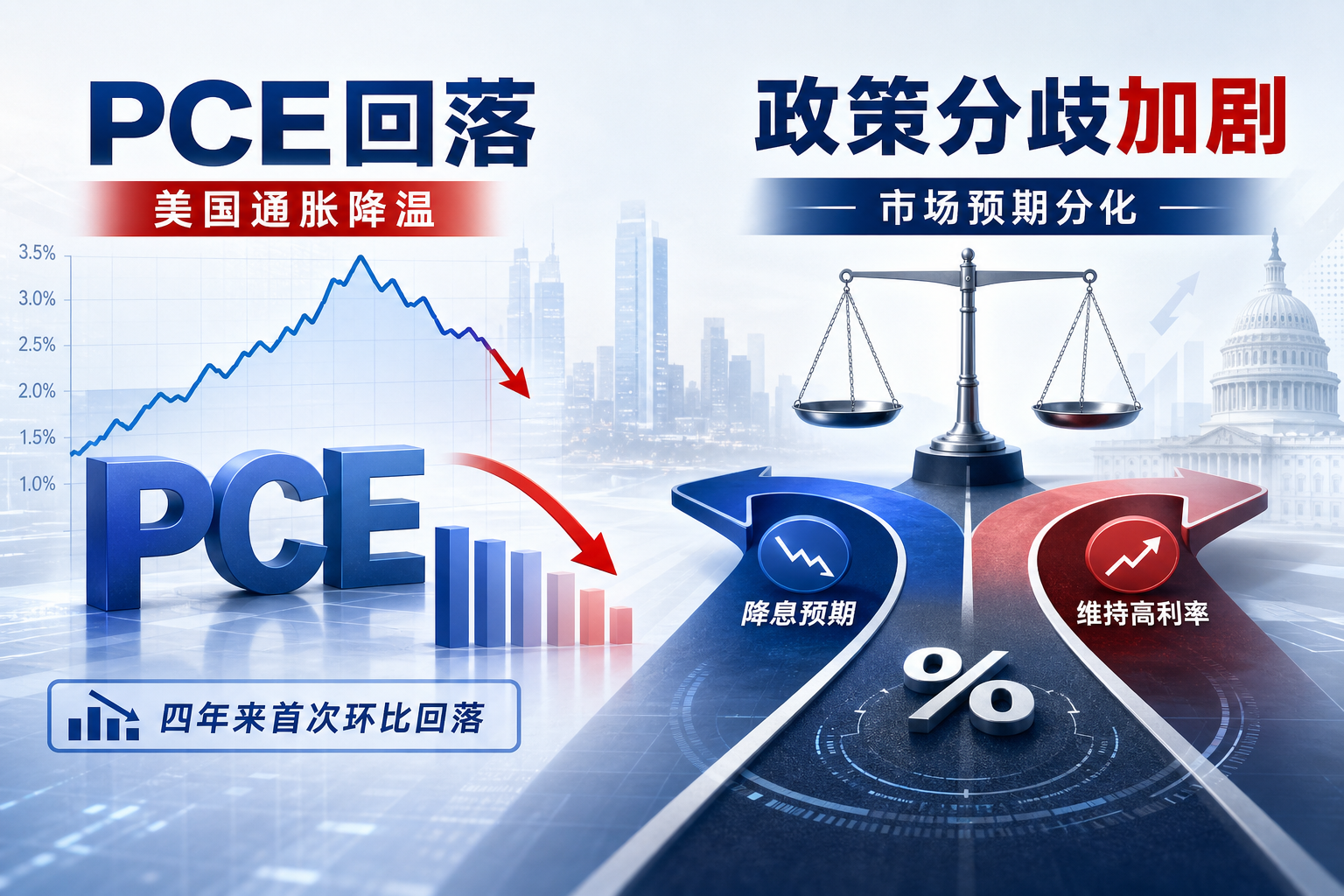美国6月PCE四年来首次环比回落,市场对美联储政策路径分歧加剧