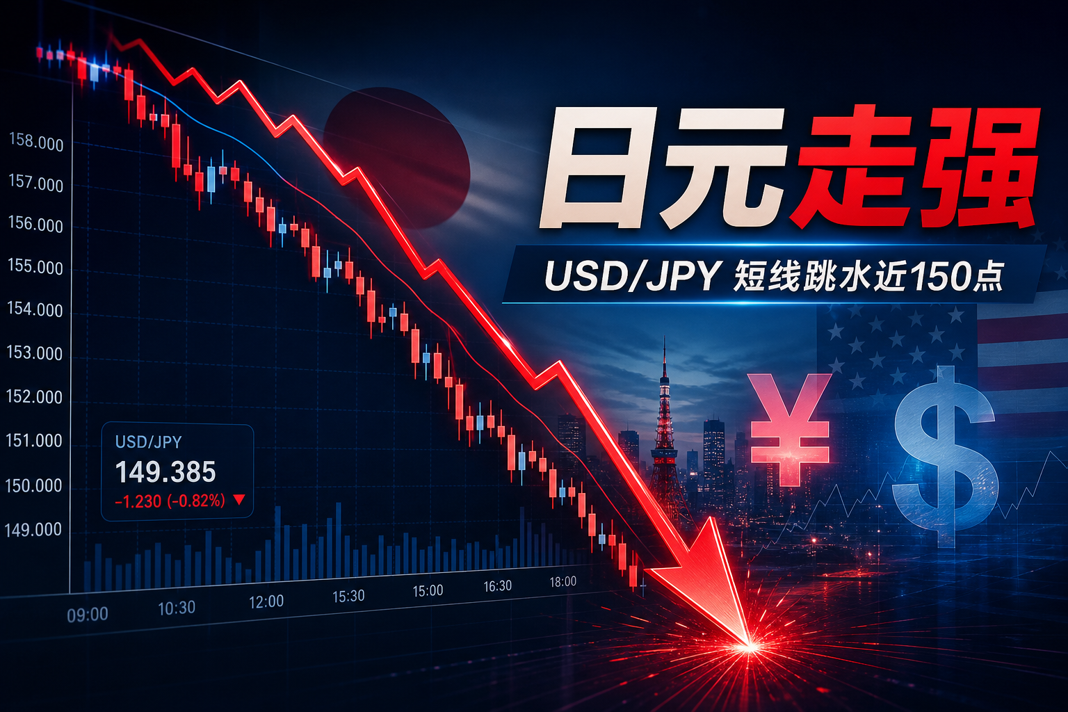 日元突然走强，美元兑日元短线跳水近150点