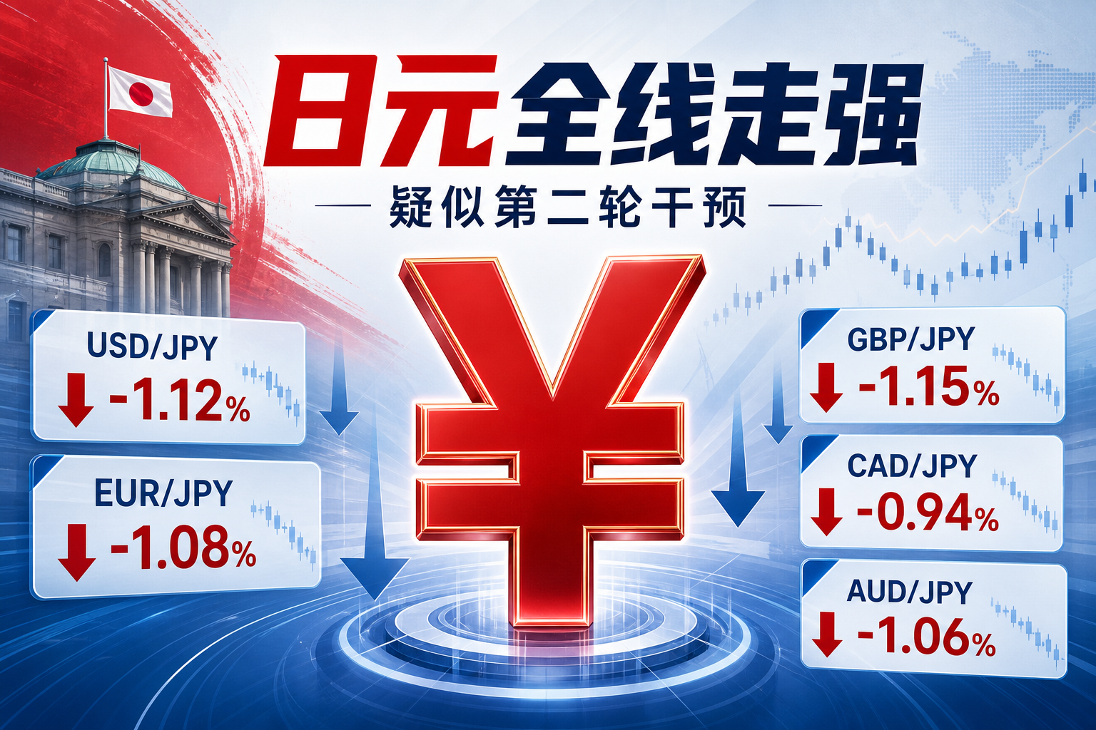 日本当局疑似第二轮干预,日元全线走强