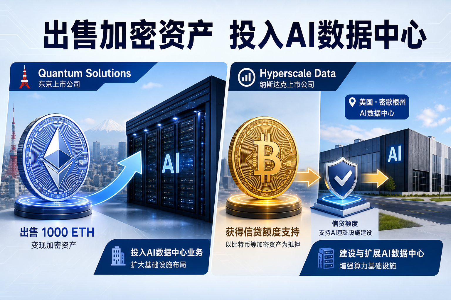 Quantum Solutions与Hyperscale Data出售部分加密资产，为AI数据中心筹资