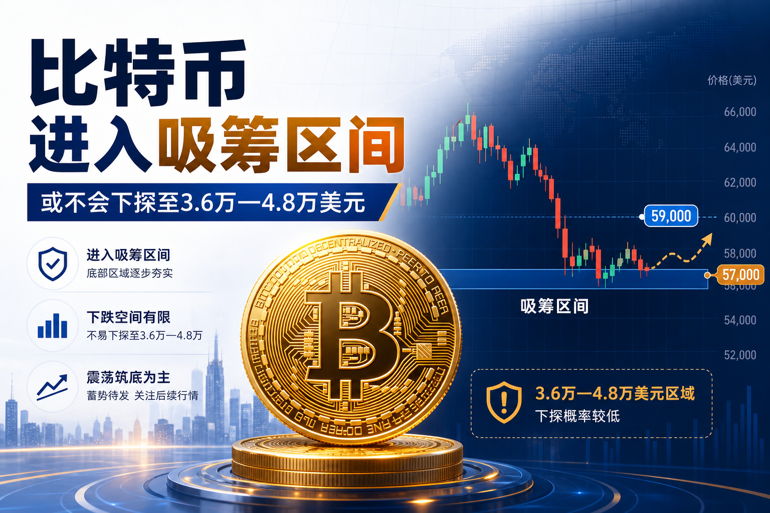 知名交易员:比特币已进入吸筹区间,预计不会下探至3.6万至4.8万美元