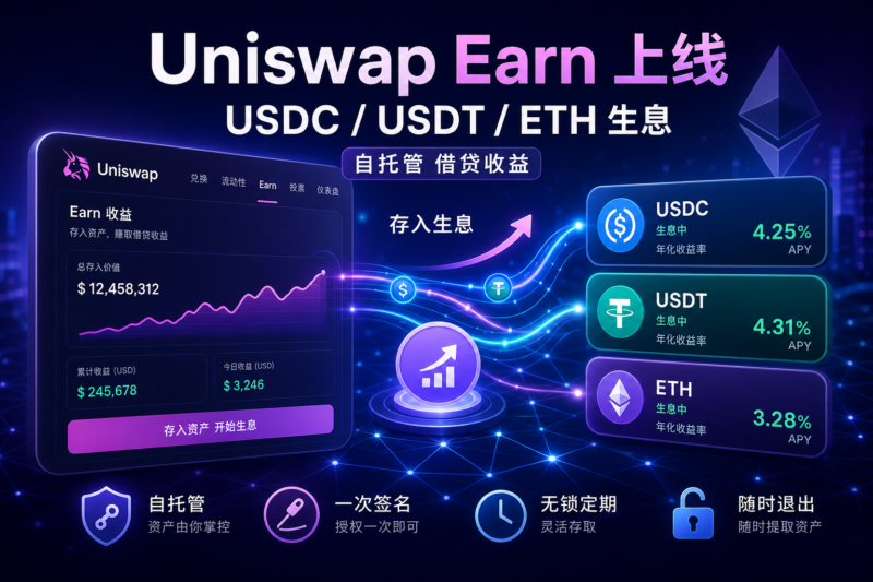 Uniswap 上线 Earn 收益功能,支持 USDC、USDT 与 ETH 自托管借贷生息-指挥使社区 - 真实线索、热点议题与深度观察