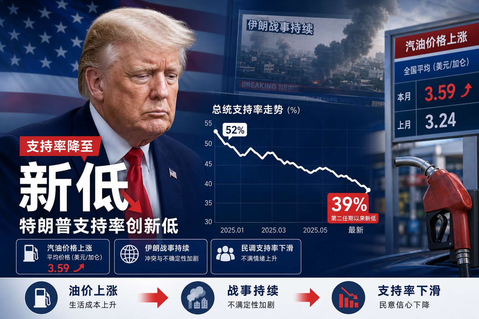 特朗普支持率降至第二任期以来新低