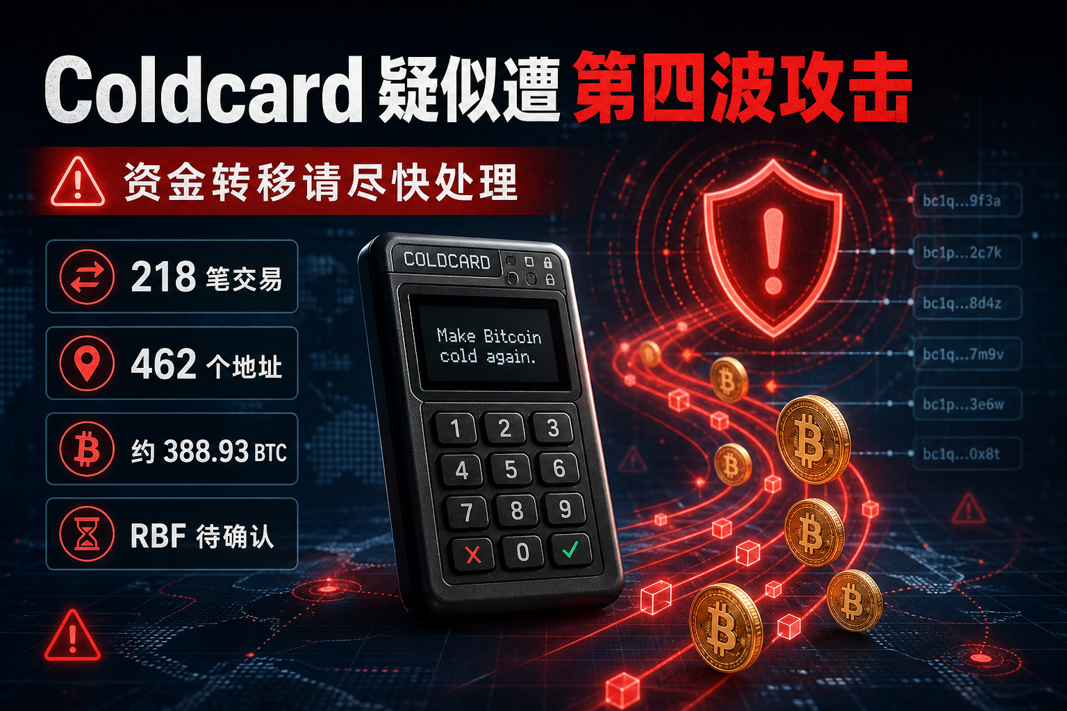 Galaxy 研究主管:Coldcard 或正遭遇第四波有组织攻击