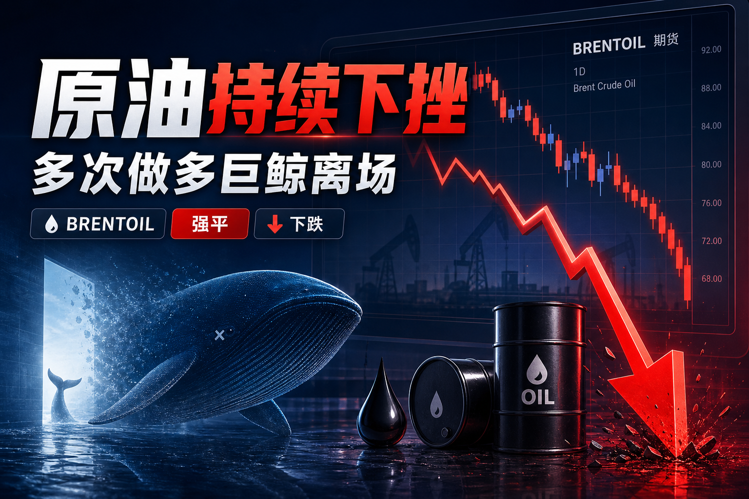 原油持续下挫,一名多次做多巨鲸离场