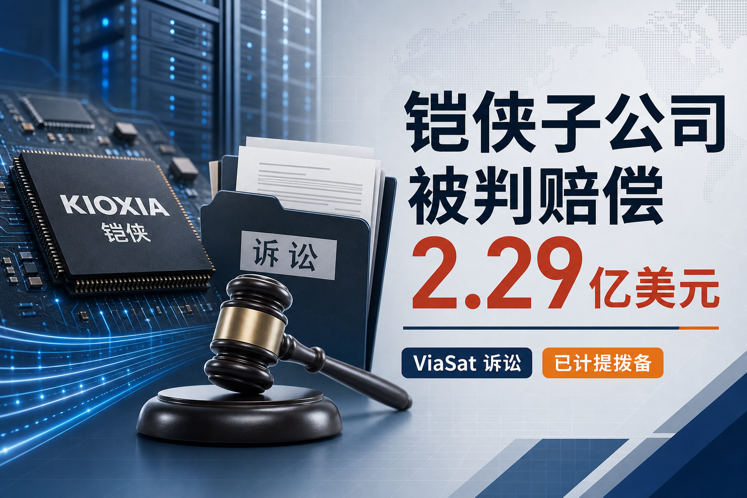 铠侠子公司因 ViaSat 诉讼被判赔偿 2.29 亿美元