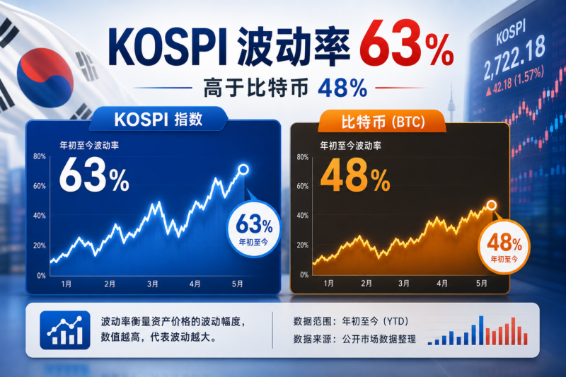 韩国 KOSPI 指数年初至今波动率升至 63%,超过比特币-指挥使社区 - 真实线索、热点议题与深度观察