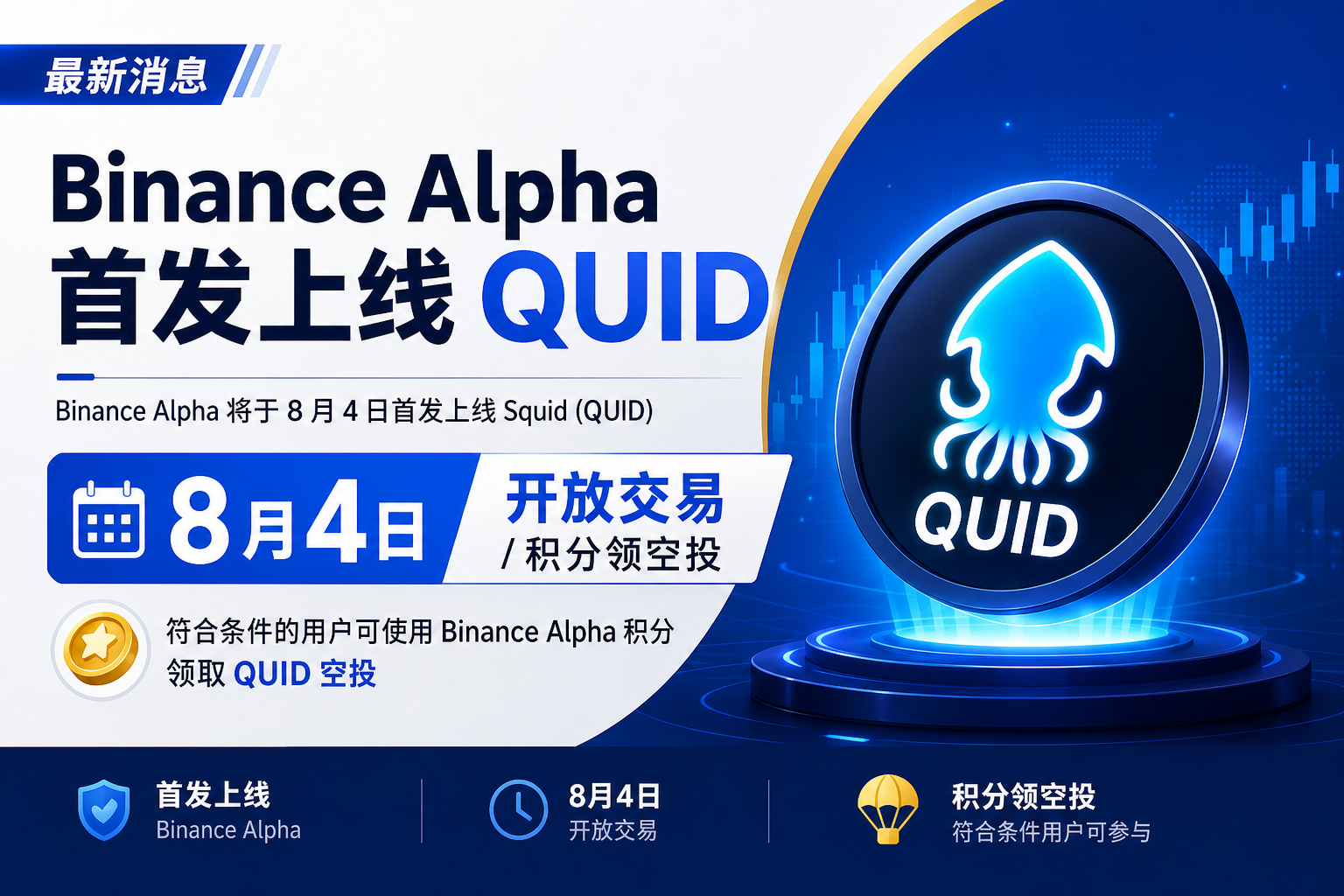 Binance Alpha 将于 8 月 4 日上线 Squid(QUID)