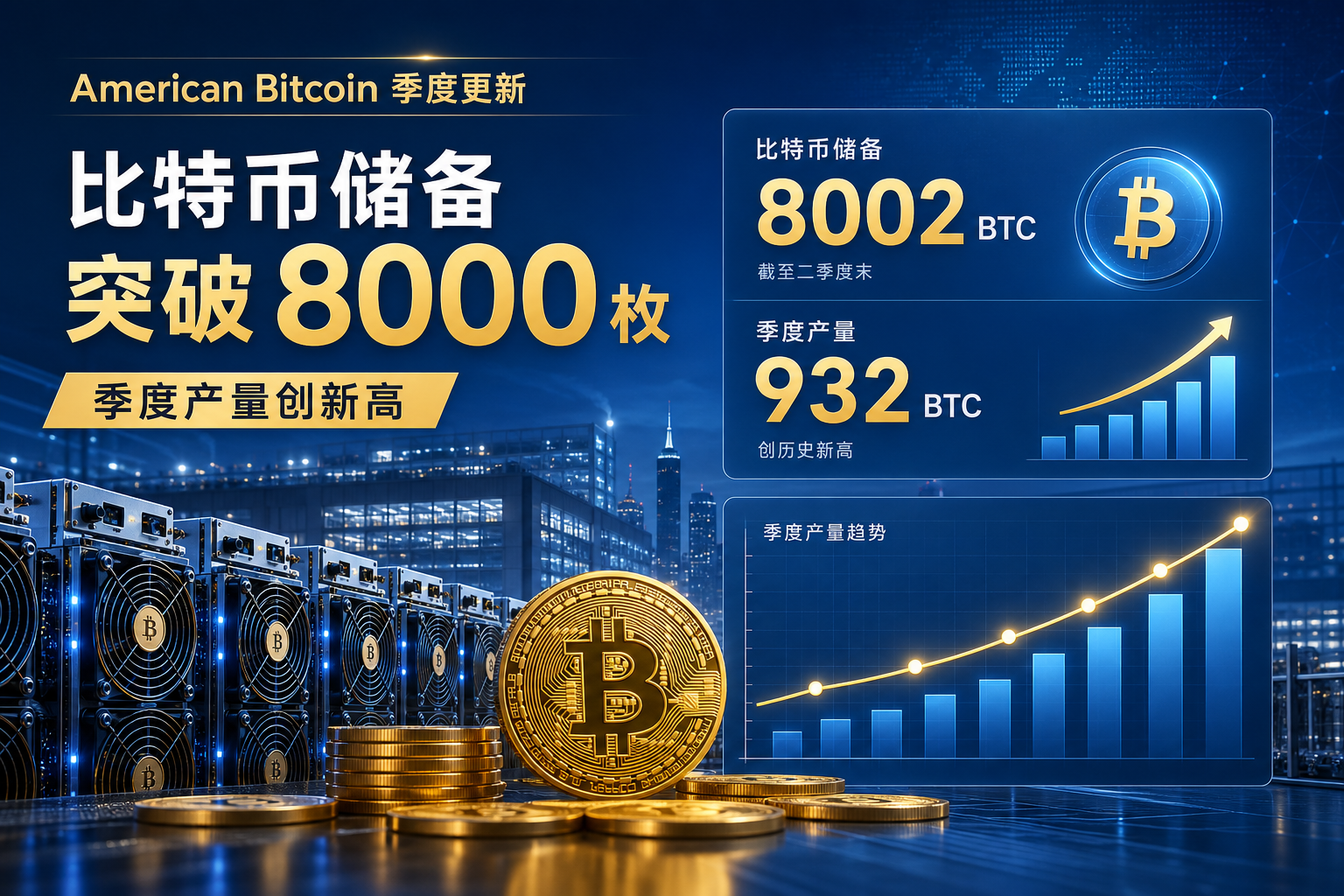 American Bitcoin 二季度比特币储备突破 8000 枚,季度产量创历史新高