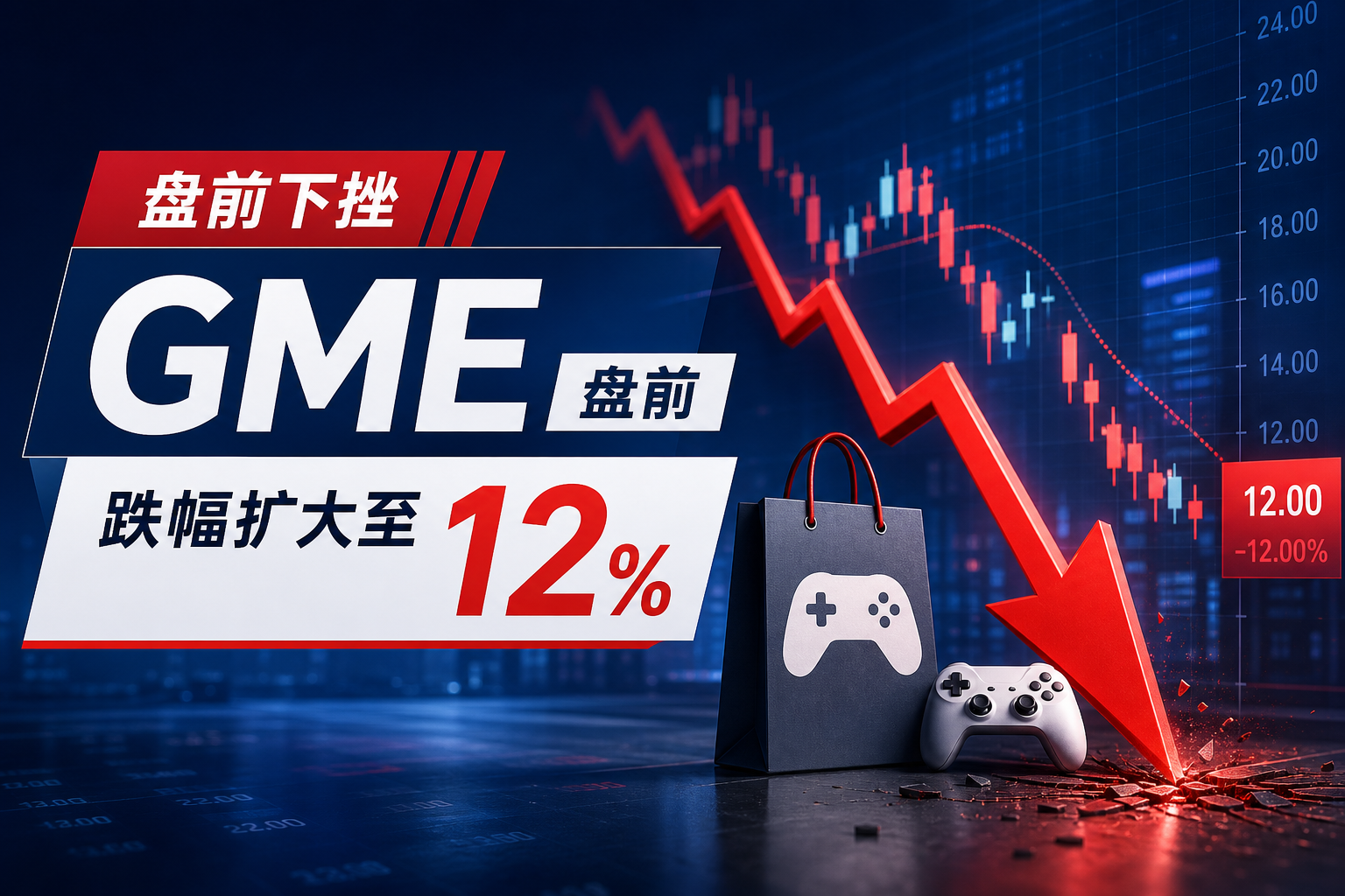 美股盘前，游戏驿站（GME）跌幅扩大至 12%。