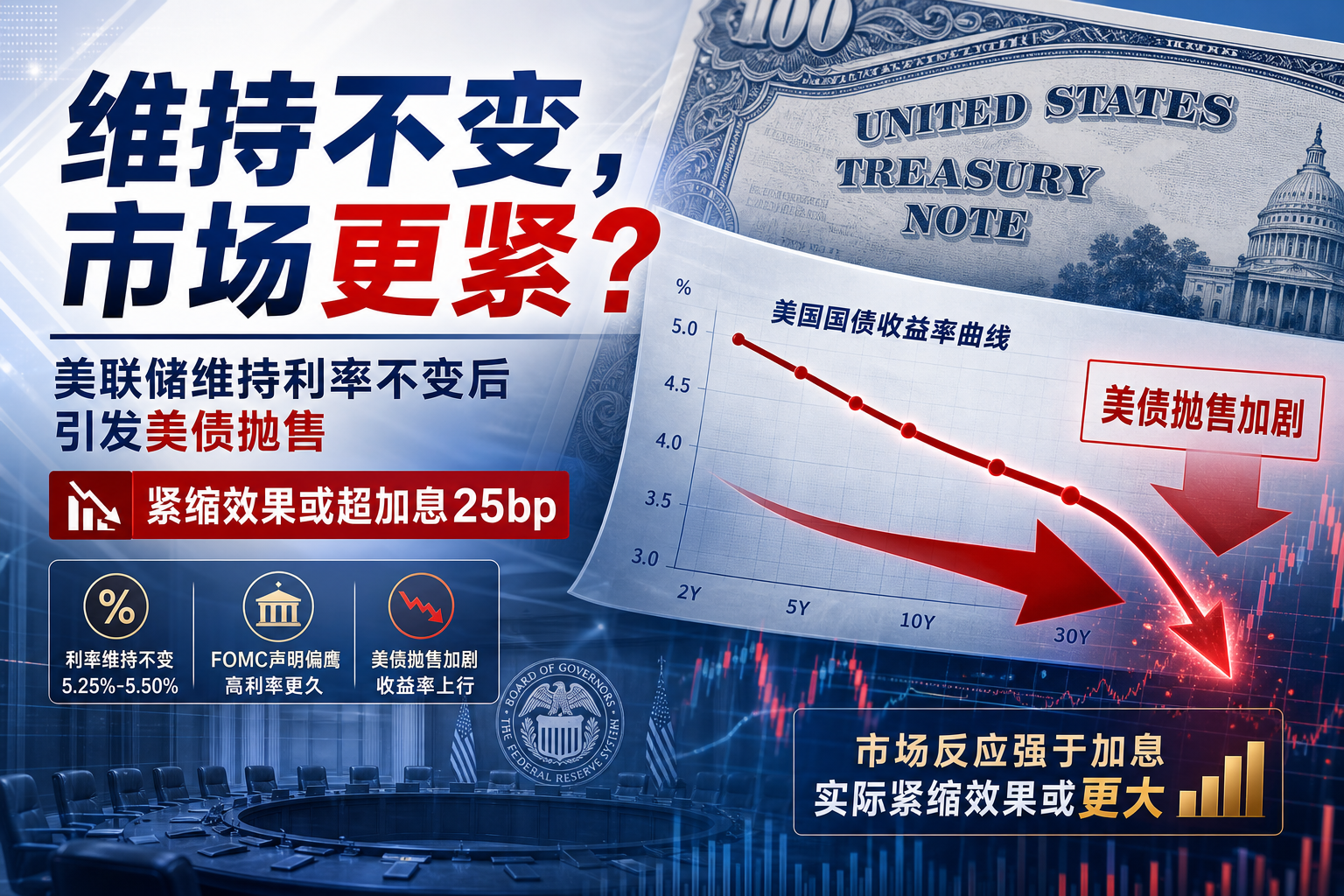 沃什维持利率不变引发美债抛售,市场紧缩效果或超 25 个基点加息