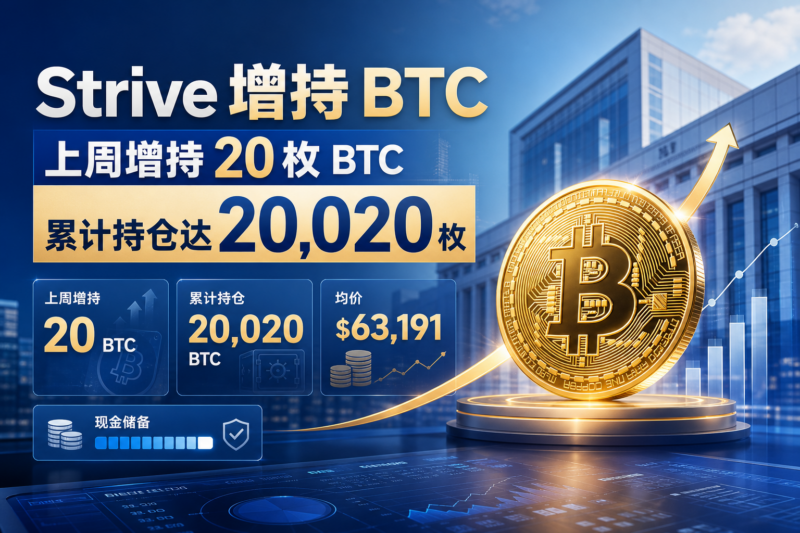 Strive 上周增持 20 枚 BTC,累计持仓达 20,020 枚-指挥使社区 - 真实线索、热点议题与深度观察