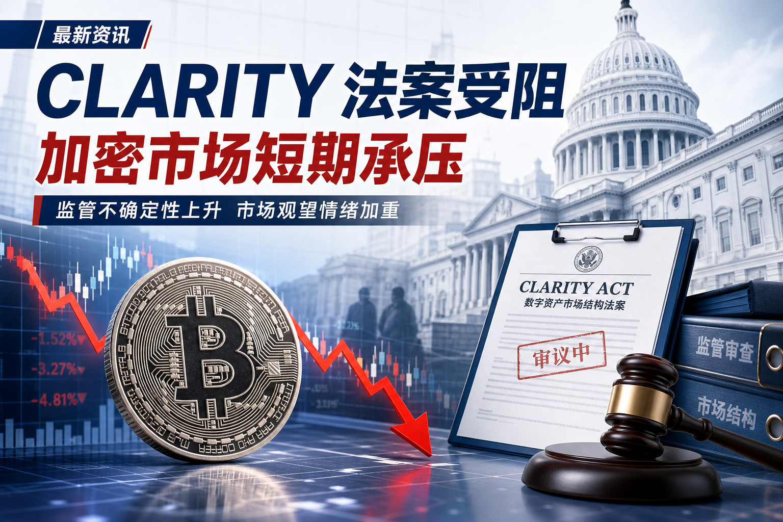 《CLARITY》法案若推进受阻,或引发加密市场短期下跌
