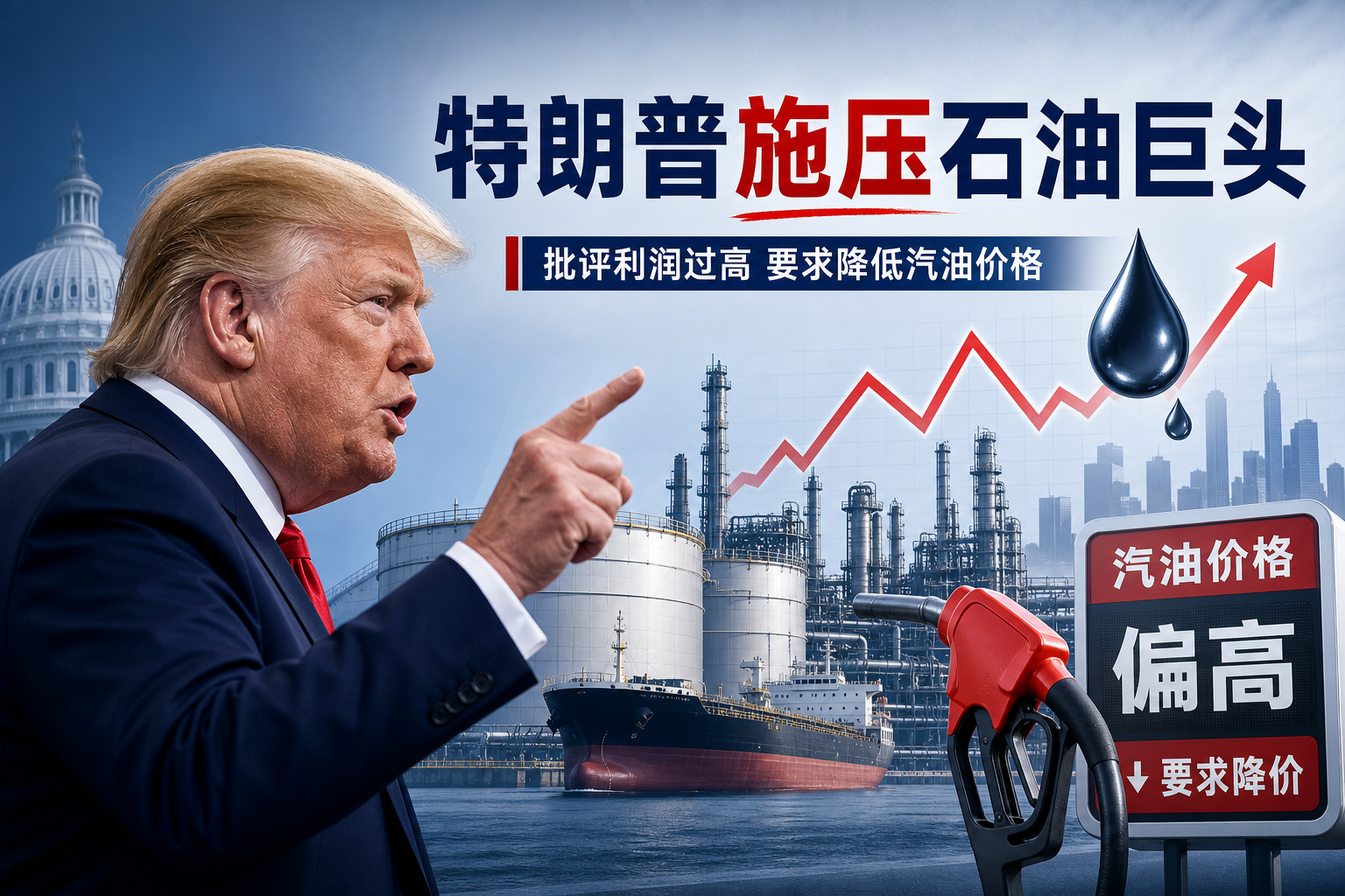 特朗普批评石油巨头“赚得太多”，要求返还部分利润并降低汽油价格