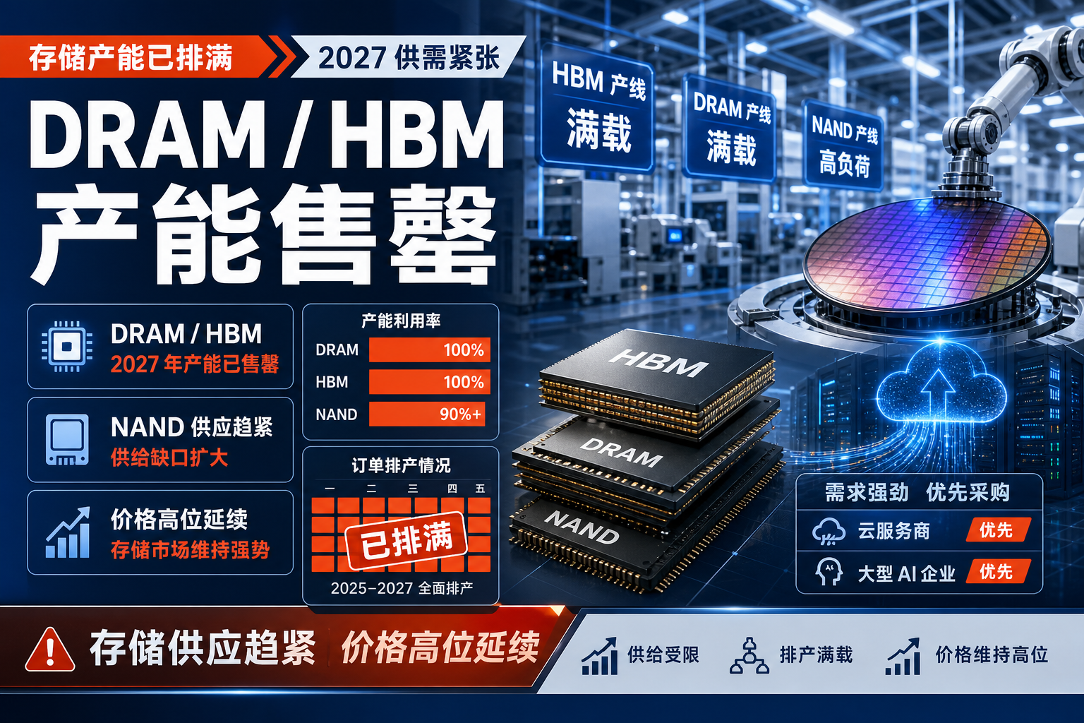 DigiTimes:2027 年 DRAM 与 HBM 产能已售罄