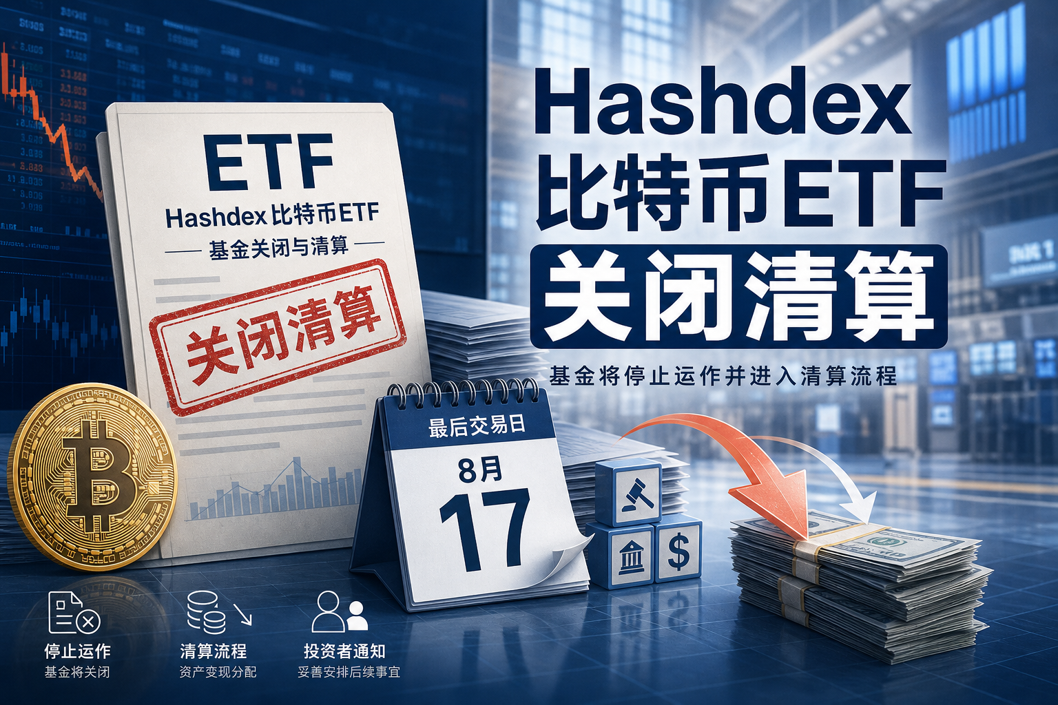 Hashdex 将关闭并清算 Hashdex 比特币 ETF,8 月 17 日为最后交易日