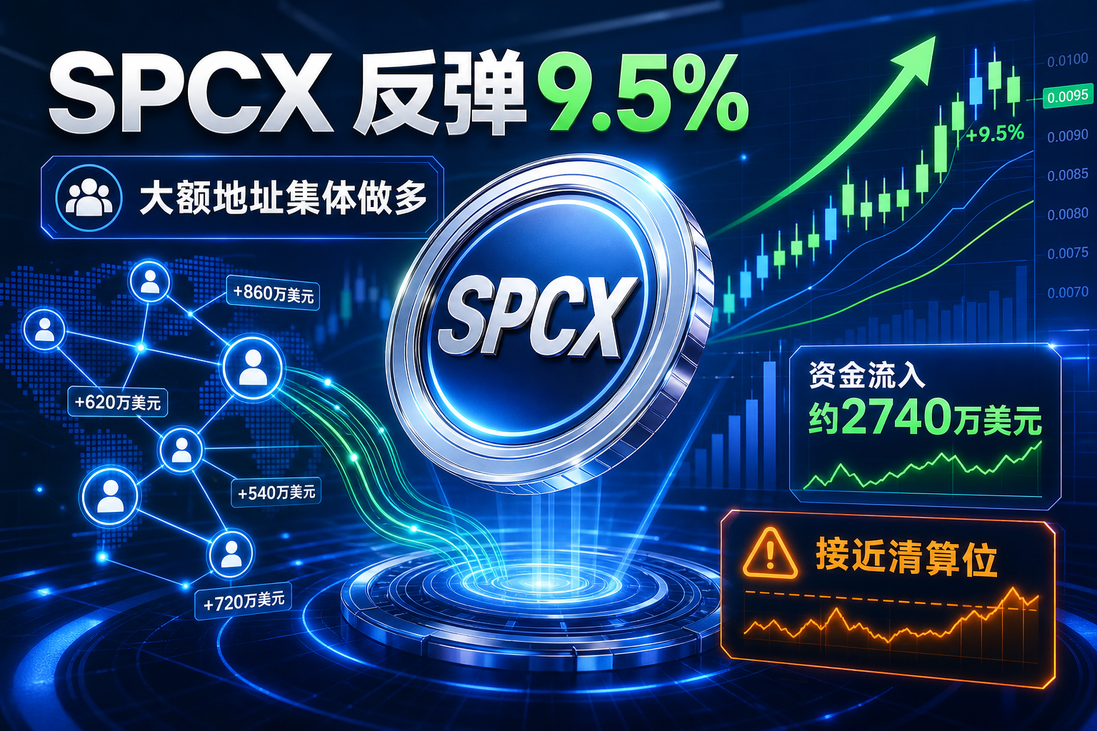 SPCX 反弹 9.5%,大额地址一天合开约 2740 万美元多仓