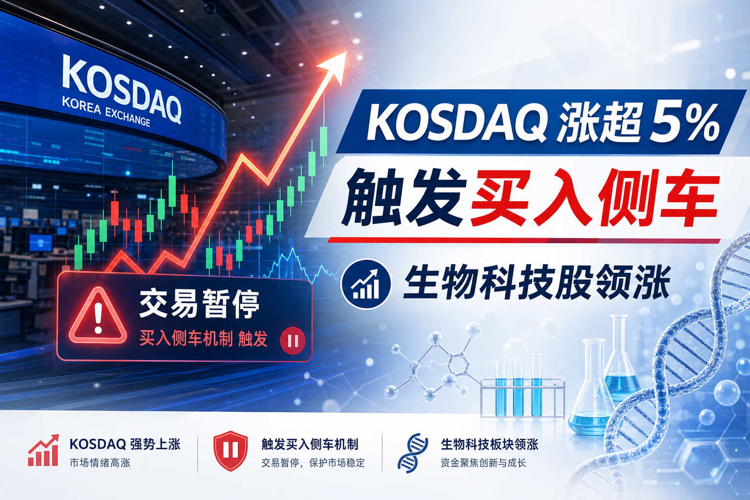 KOSDAQ 涨超 5%,触发买入侧车