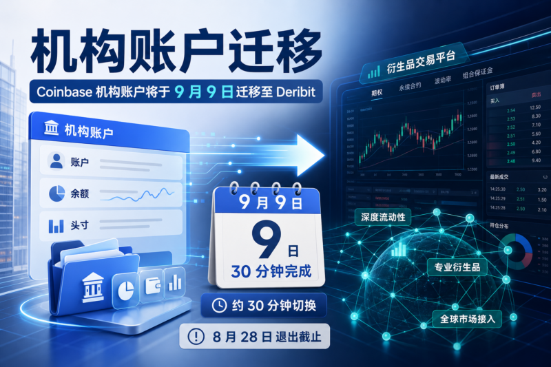 Coinbase 机构账户将于 9 月 9 日迁移至 Deribit-指挥使社区 - 真实线索、热点议题与深度观察