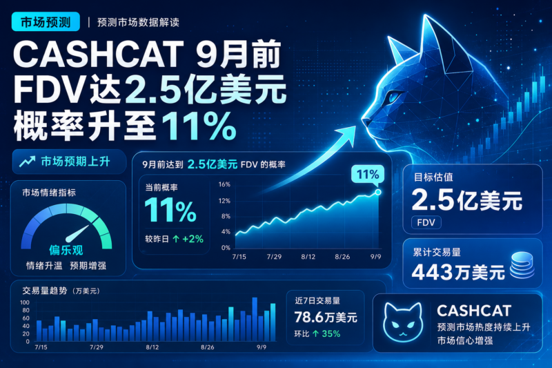 市场认为 CASHCAT 9 月前 FDV 达 2.5 亿美元概率升至 11%-指挥使社区 - 真实线索、热点议题与深度观察