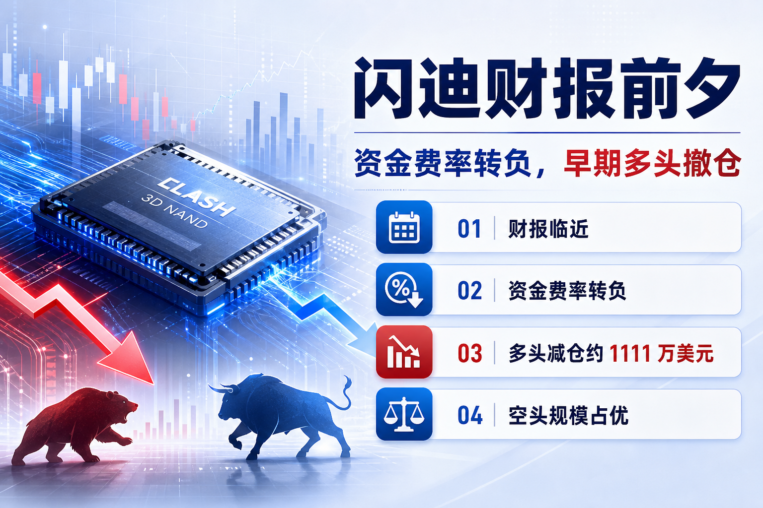 闪迪财报临近，资金费率转负，4 名早期多头撤仓 1100 万美元