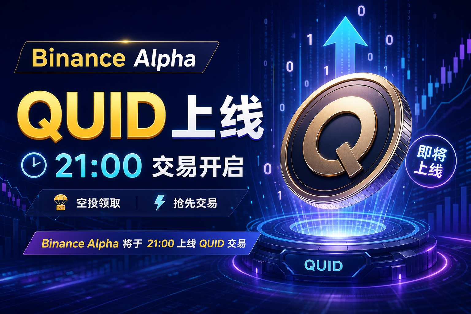Binance Alpha 将于 21:00 上线 QUID 交易