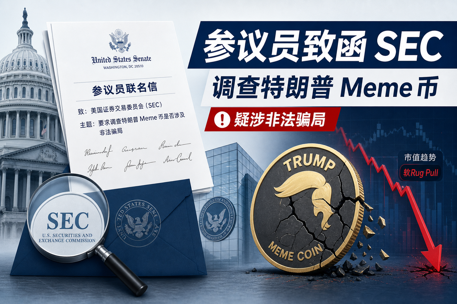 美参议员致函 SEC，要求调查特朗普 Meme 币是否构成「非法骗局」