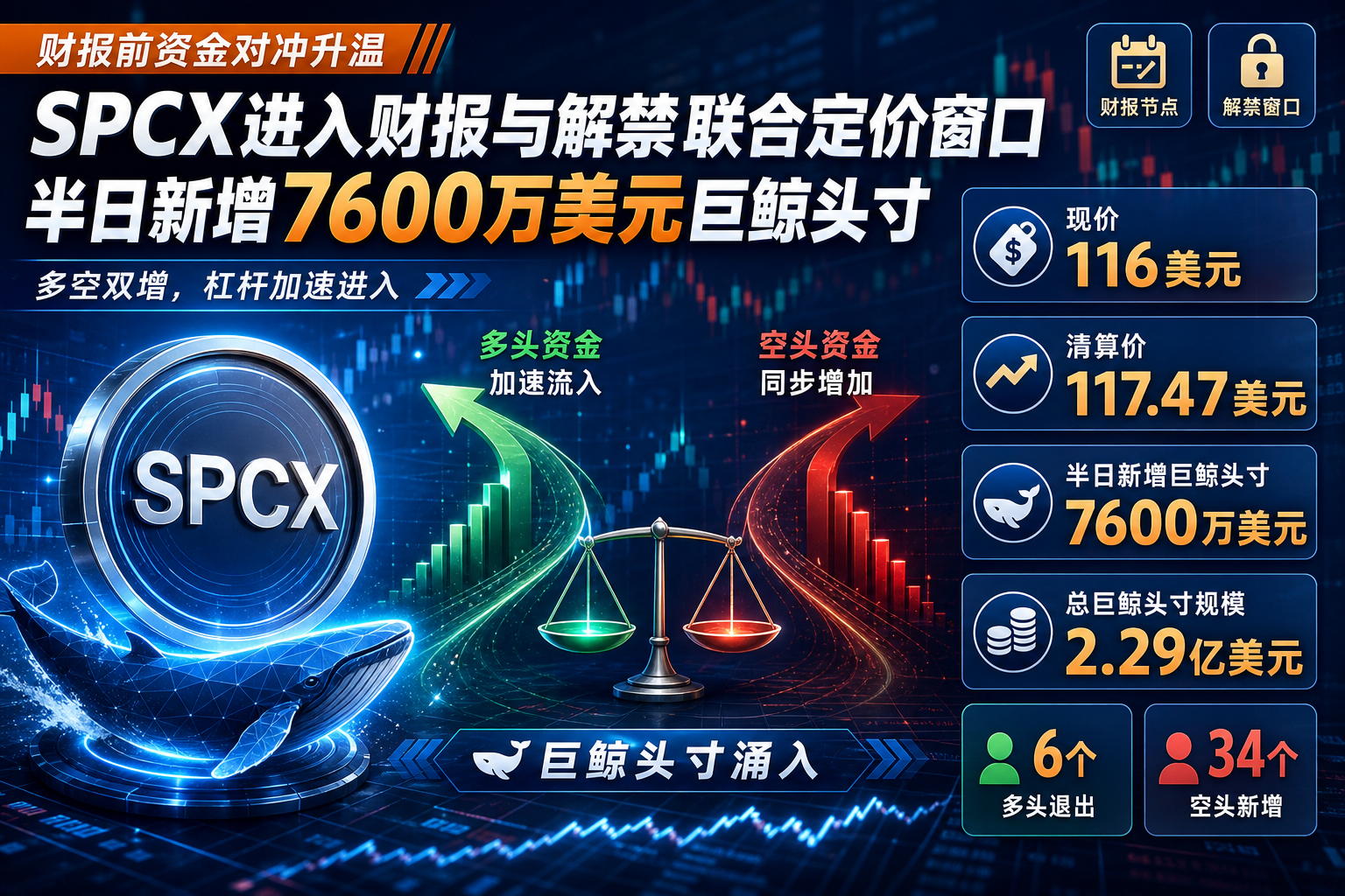 SPCX进入财报与解禁联合定价窗口,半日新增7600万美元巨鲸头寸