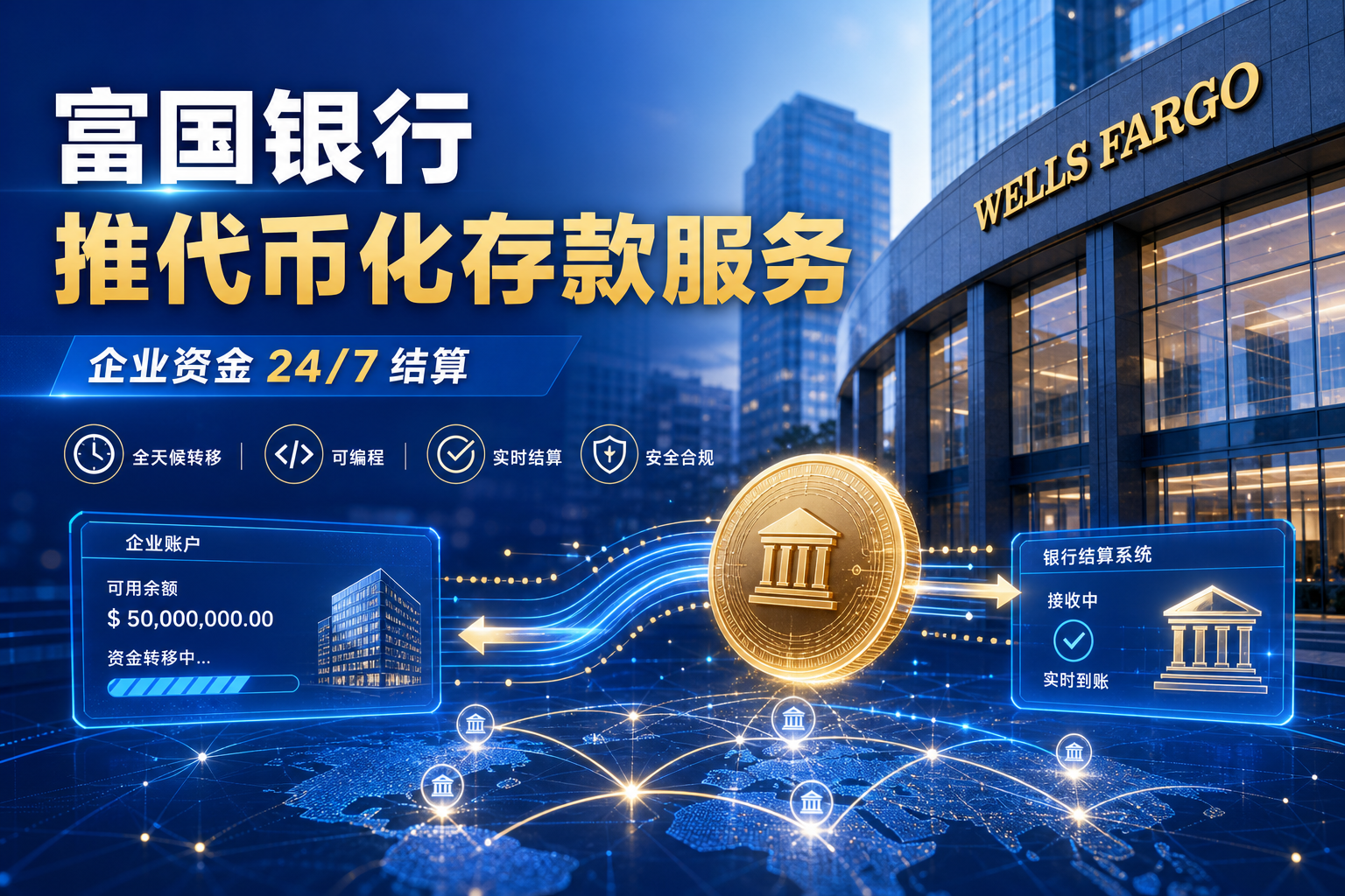 富国银行将为企业客户推出代币化存款服务