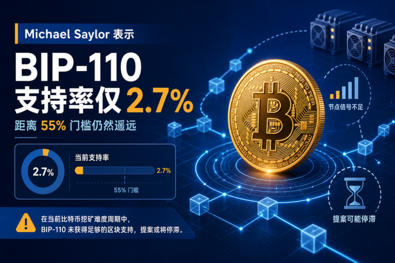 Michael Saylor:BIP-110 在当前比特币挖矿难度周期仅获 2.7% 区块支持-指挥使社区 - 真实线索、热点议题与深度观察