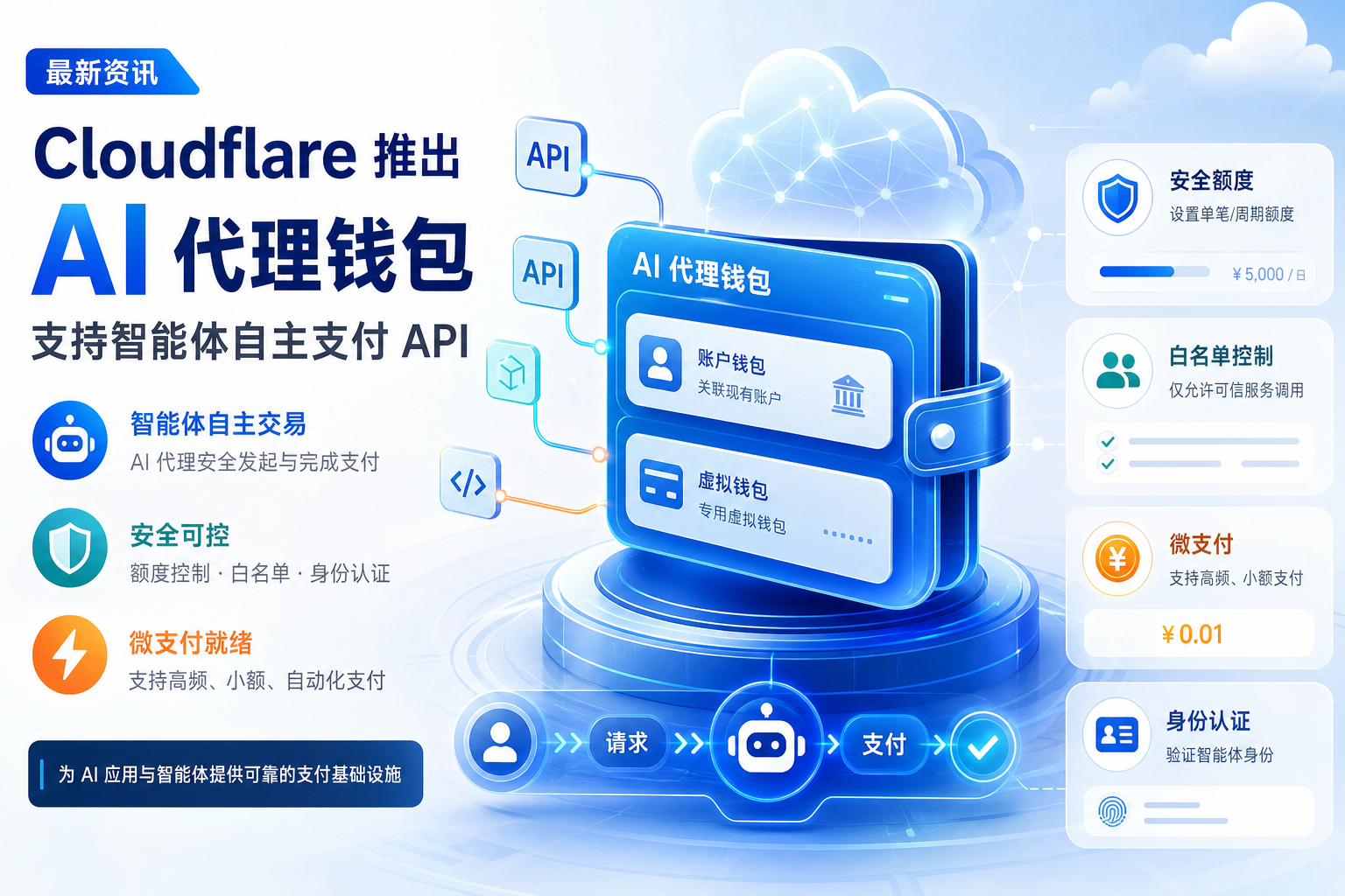 Cloudflare 推出 AI 代理钱包,支持智能体自主支付 API