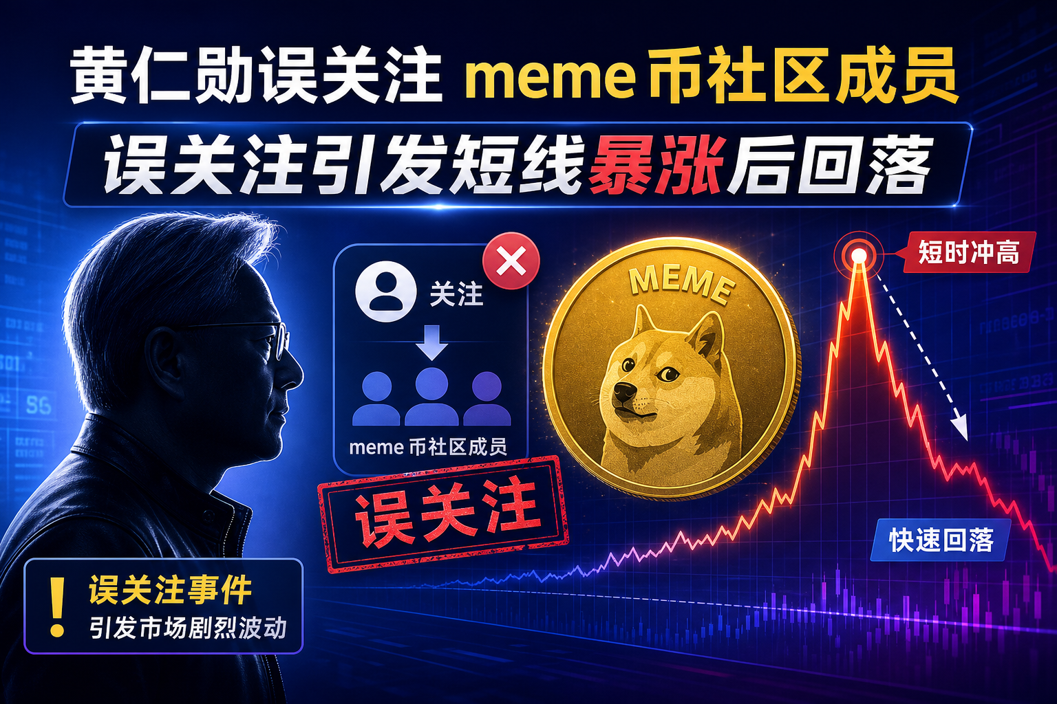 黄仁勋误关注 meme 币社区成员,相关代币短时冲高后回落