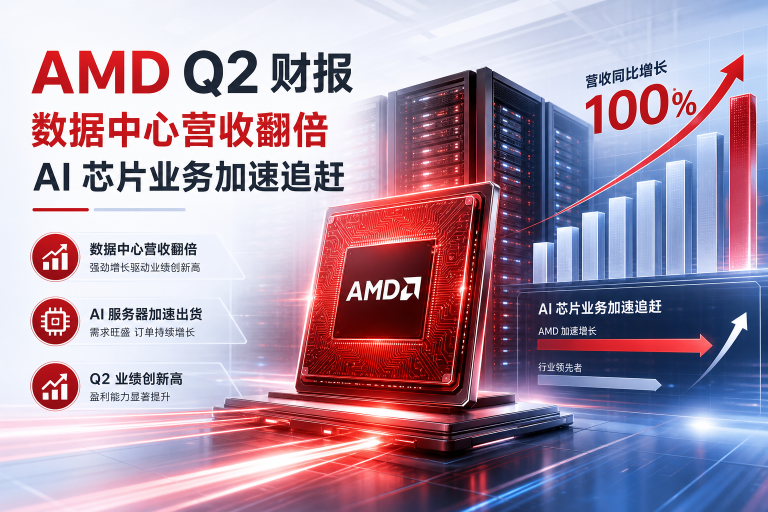 AMD Q2 数据中心营收翻倍,AI 芯片业务加速追赶英伟达