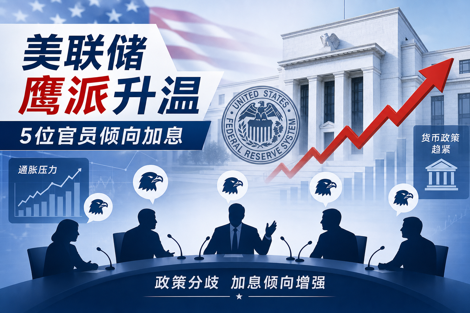 美联储鹰派声音升温:5 位地方联储主席公开支持加息