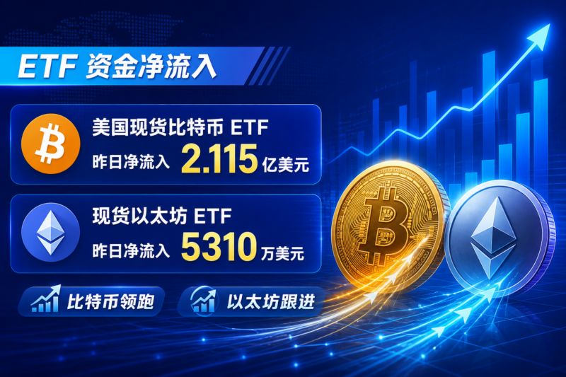 美国现货比特币 ETF 昨日净流入 2.115 亿美元-指挥使社区 - 真实线索、热点议题与深度观察