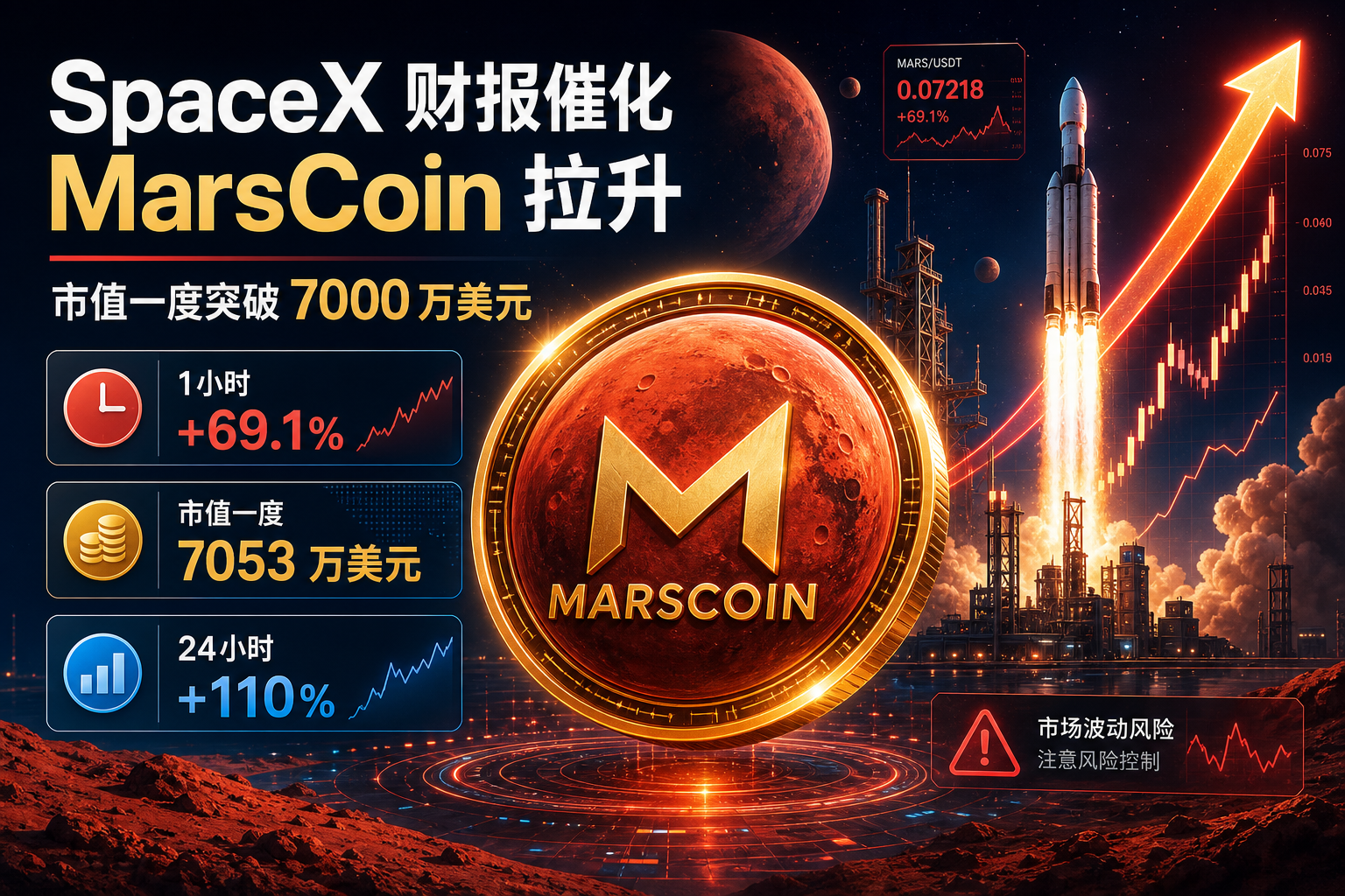 SpaceX 财报带动 Meme 币 MarsCoin 拉涨，市值一度突破 7000 万美元