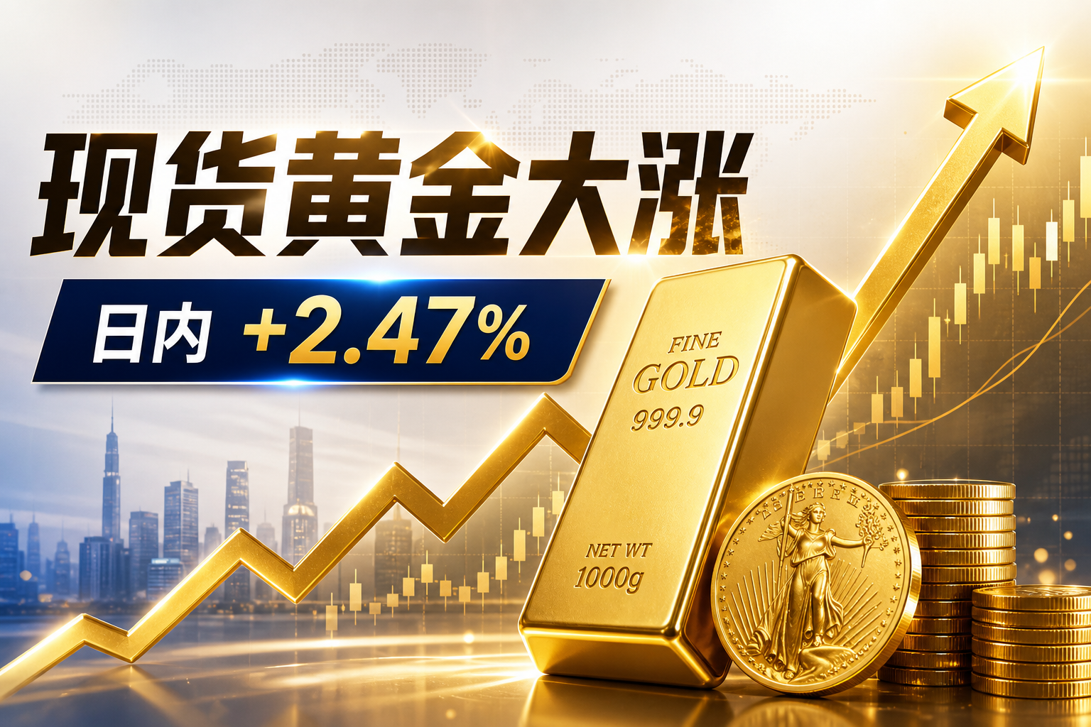 现货黄金日内大涨近 2.5%