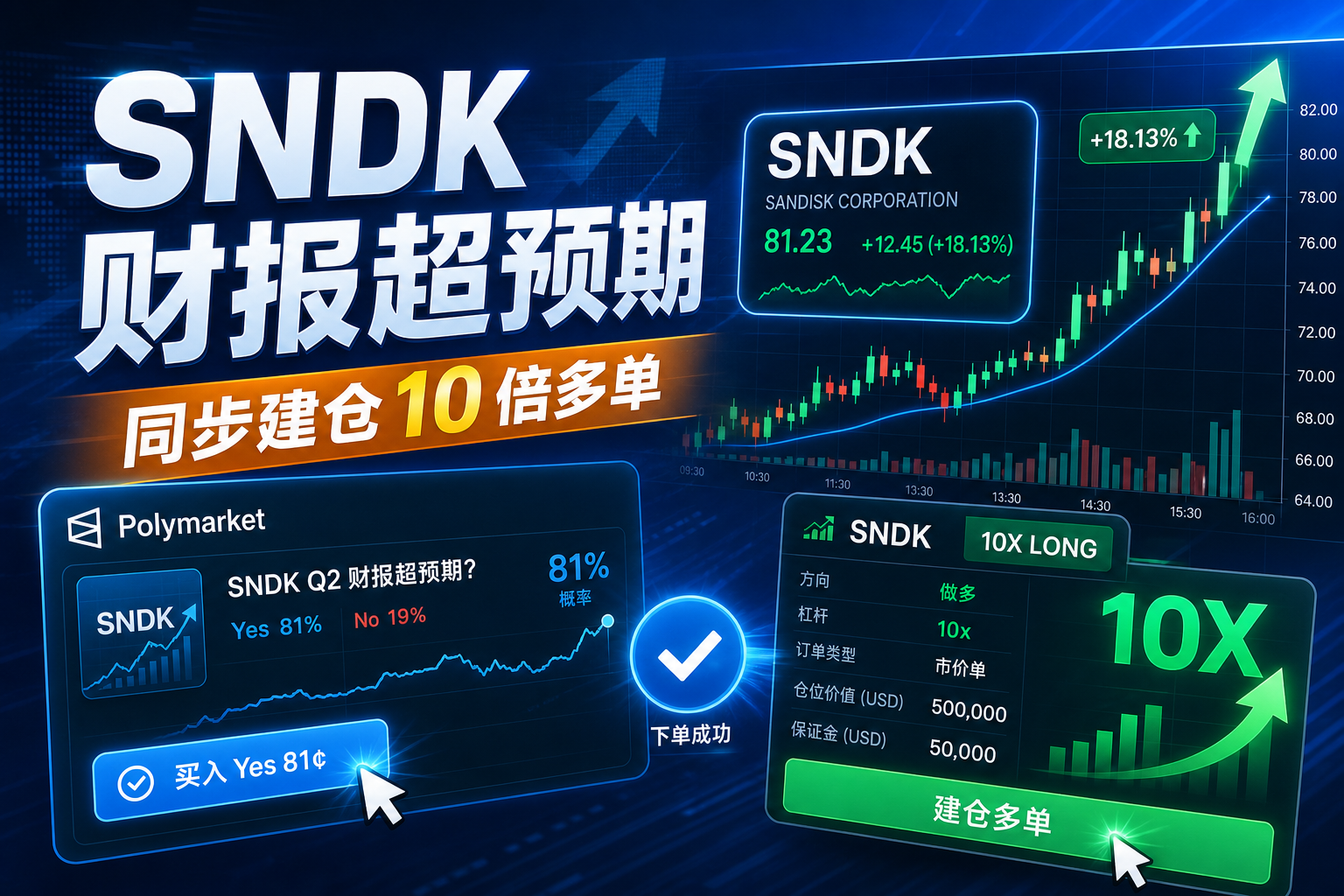 Polymarket 交易员买入闪迪财报超预期,并同步建仓 10 倍 SNDK 多单
