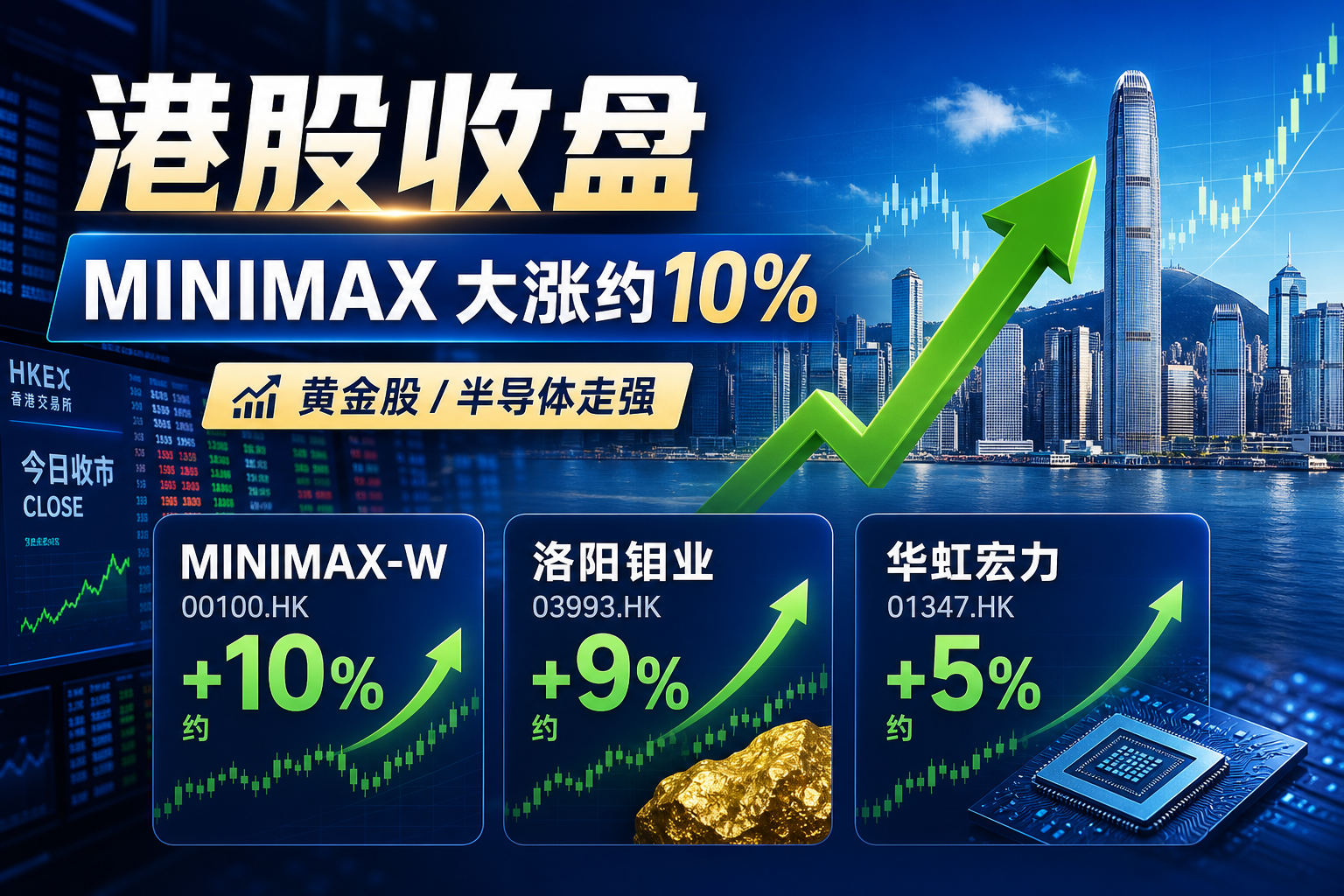 港股集体收盘,MINIMAX 大涨约 10%
