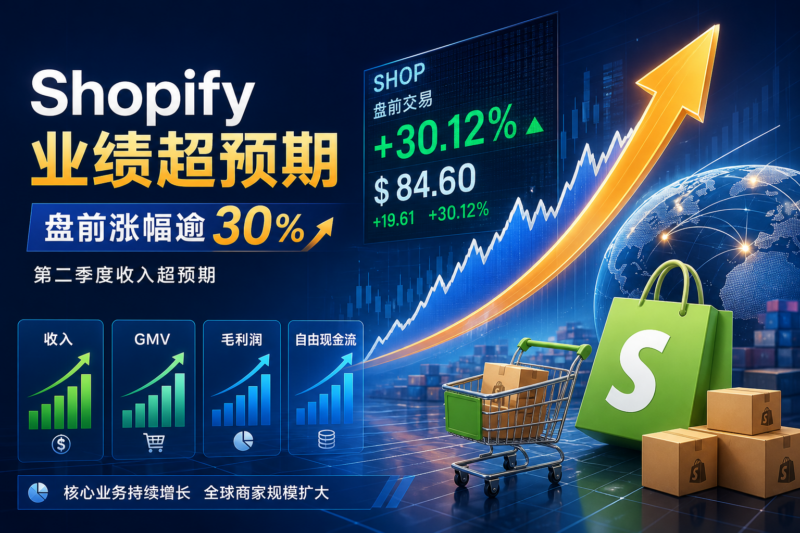 Shopify 盘前涨幅扩大至逾 30%,第二季度收入超预期-指挥使社区 - 真实线索、热点议题与深度观察