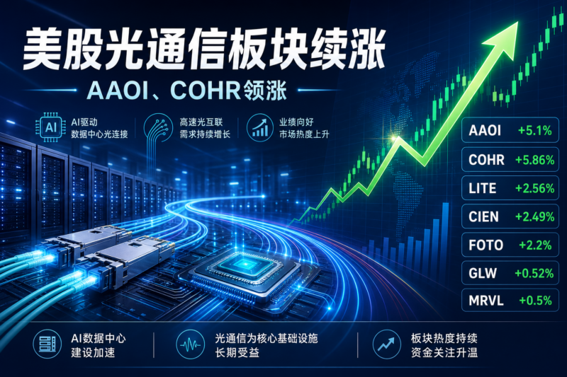 美股光通信板块延续涨势,AAOI、COHR 涨超 5%-指挥使社区 - 真实线索、热点议题与深度观察